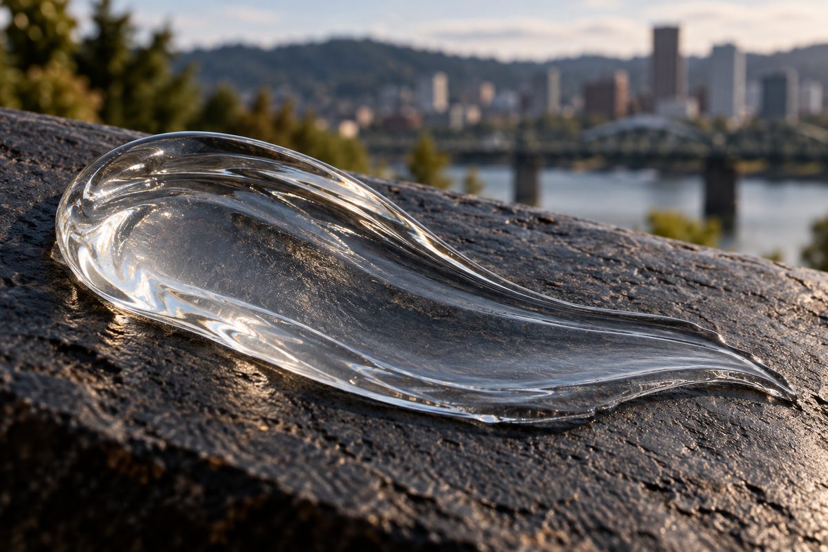 Macro viscosity swatch of multi-molecular hyaluronic acid gel on slate.