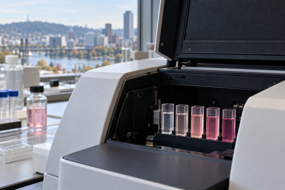 Spectrophotometer cuvettes during active concentration and purity assays.